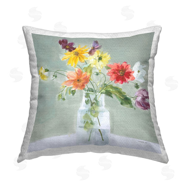 Stupell Industries Danhui Nai | Green Traditional Bouquet Printed Throw Pillow