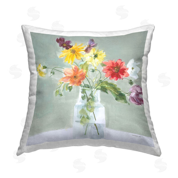stupell industries Danhui Nai | Green Traditional Bouquet Printed Throw Pillow