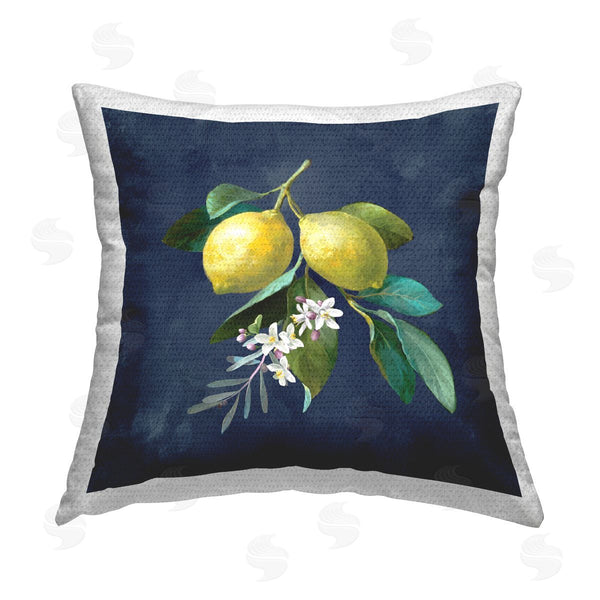 Stupell Industries Danhui Nai | Lemon Branches On Blue Printed Throw Pillow