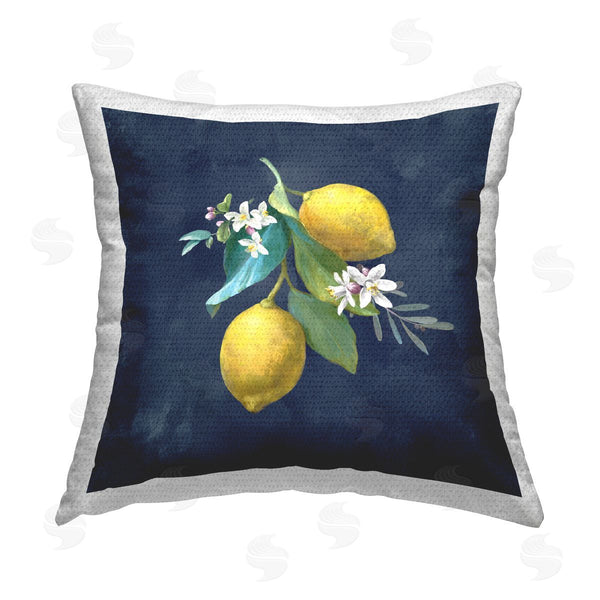 Stupell Industries Danhui Nai | Lemon Cluster On Blue Printed Throw Pillow
