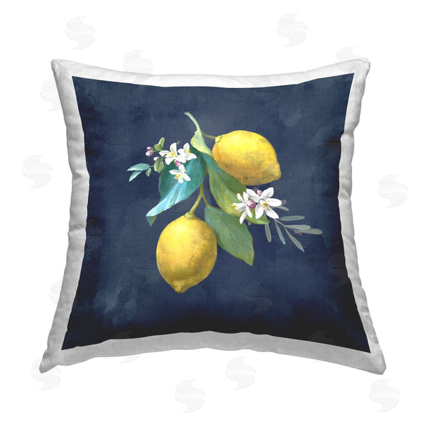 stupell industries Danhui Nai | Lemon Cluster on Blue Printed Throw Pillow
