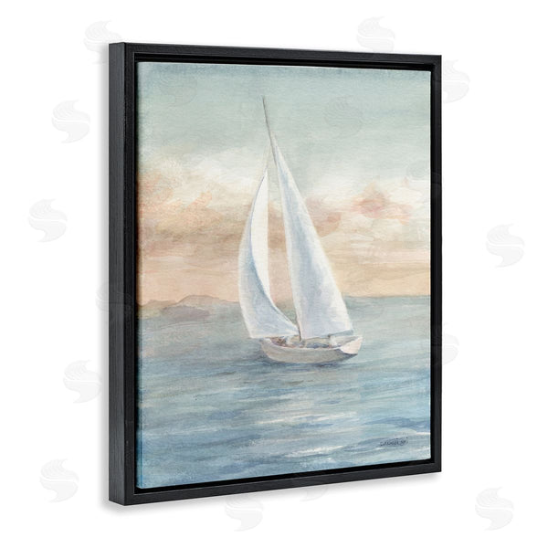 Stupell Industries Danhui Nai | Morning Sunrise Sailboat Soft Pink Contemporary Ocean Sky Wall Art