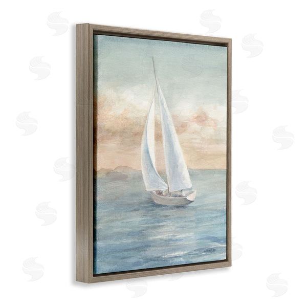 Stupell Industries Danhui Nai | Morning Sunrise Sailboat Soft Pink Contemporary Ocean Sky Wall Art