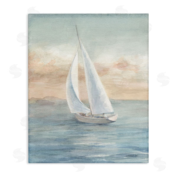 stupell industries Danhui Nai | Morning Sunrise Sailboat Soft Pink Contemporary Ocean Sky Wall Art