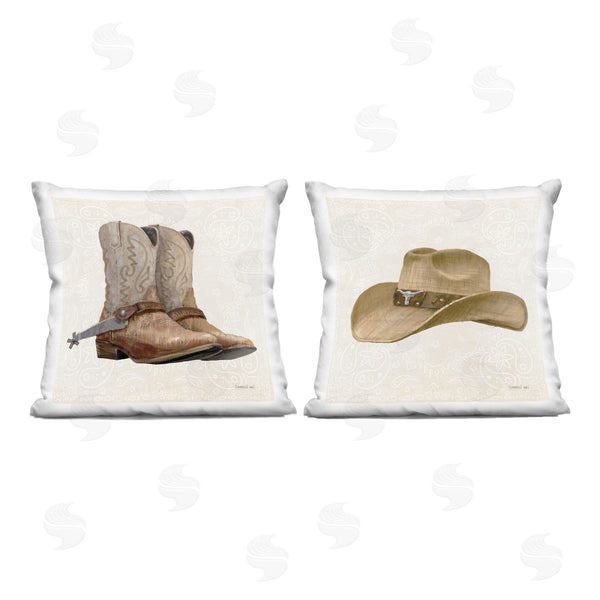 stupell industries Danhui Nai | Range Riders Hat & Boots Printed Throw Pillow Set