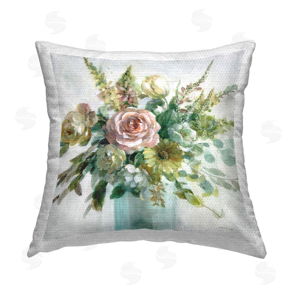 Stupell Industries Danhui Nai | Sage & Peach Flowers Printed Throw Pillow