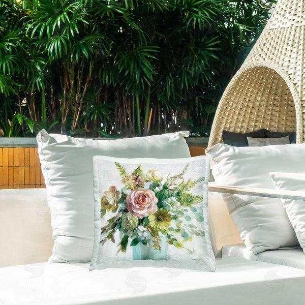 Stupell Industries Danhui Nai | Sage & Peach Flowers Printed Throw Pillow