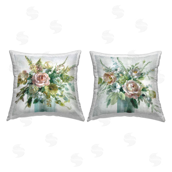 Stupell Industries Danhui Nai | Sage Peach Still Life Florals Printed Throw Pillow Set
