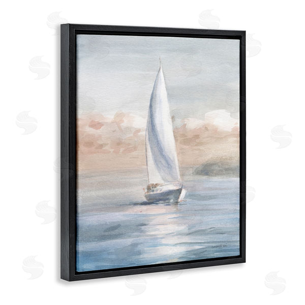 Stupell Industries Danhui Nai | Sailboat Under Cloudy Morning Sunrise Soft Contemporary Ocean Wall Art
