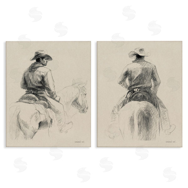 stupell industries Danhui Nai | Sketched Cowboy on Range Wall Art