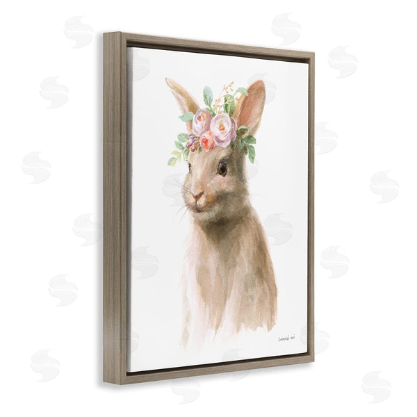 Stupell Industries Danhui Nai | Soft Baby Rabbit Spring Floral Crown Woodland Creature Wall Art