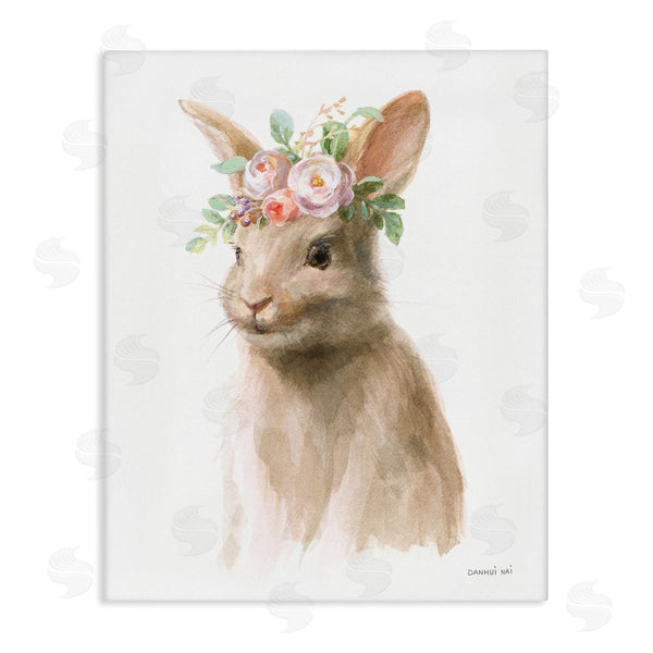 stupell industries Danhui Nai | Soft Baby Rabbit Spring Floral Crown Woodland Creature Wall Art