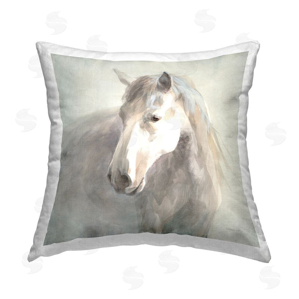 stupell industries Danhui Nai | Soft Grey Horse Portrait Printed Throw Pillow