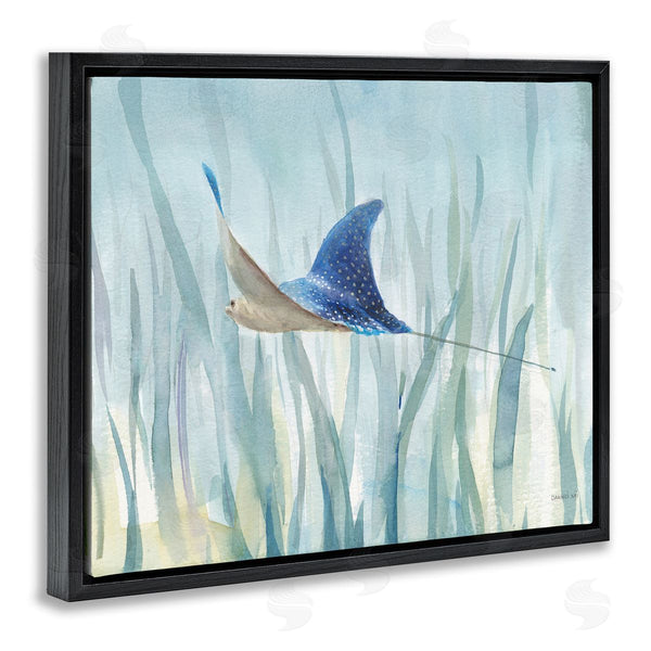 Stupell Industries Danhui Nai | Stingray Aquatic Animal Ocean Blue Spotted Sea Creature Wall Art