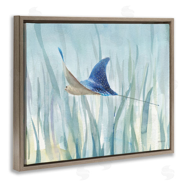 Stupell Industries Danhui Nai | Stingray Aquatic Animal Ocean Blue Spotted Sea Creature Wall Art