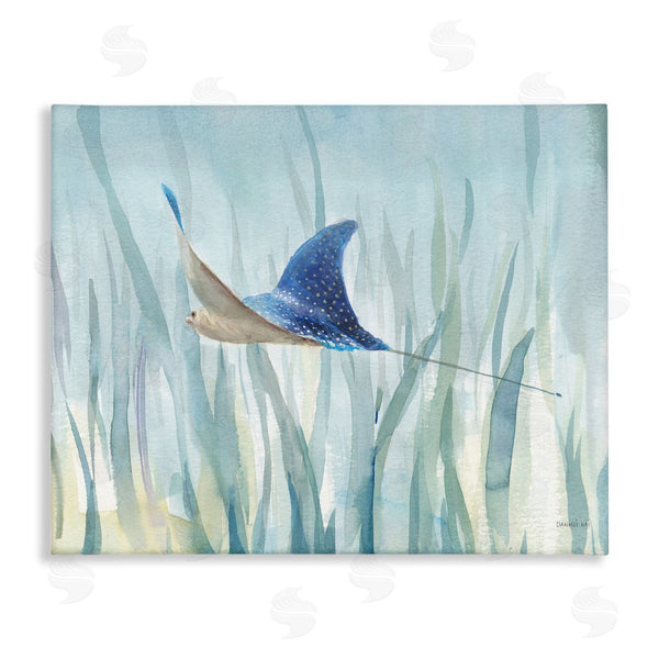 stupell industries Danhui Nai | Stingray Aquatic Animal Ocean Blue Spotted Sea Creature Wall Art