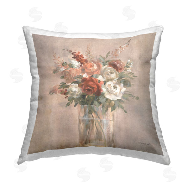 stupell industries Danhui Nai | Traditional Blooming Roses Printed Throw Pillow