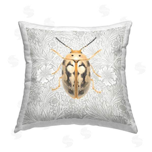 stupell industries Danhui Nai | Vintage Beetle Floral Pattern Printed Throw Pillow