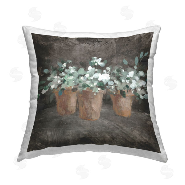 stupell industries Danhui Nai | White Abstract Potted Plants Printed Throw Pillow