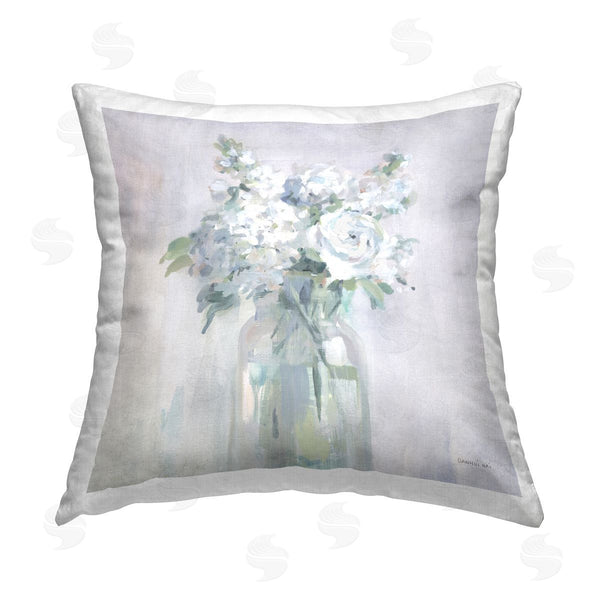 stupell industries Danhui Nai | White Abstract Rose Bouquet Printed Throw Pillow