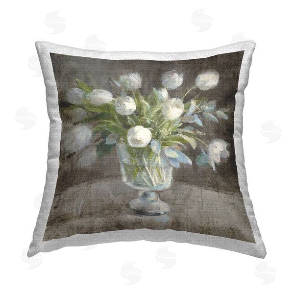 Stupell Industries Danhui Nai | White Tulips Traditional Bouquet Printed Throw Pillow