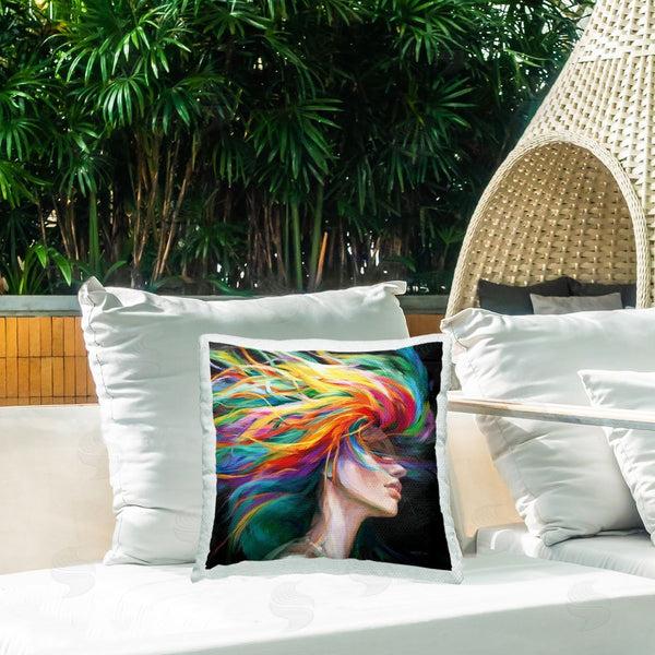 Stupell Industries Danhui Nai | Woman With Rainbow Hair Printed Throw Pillow