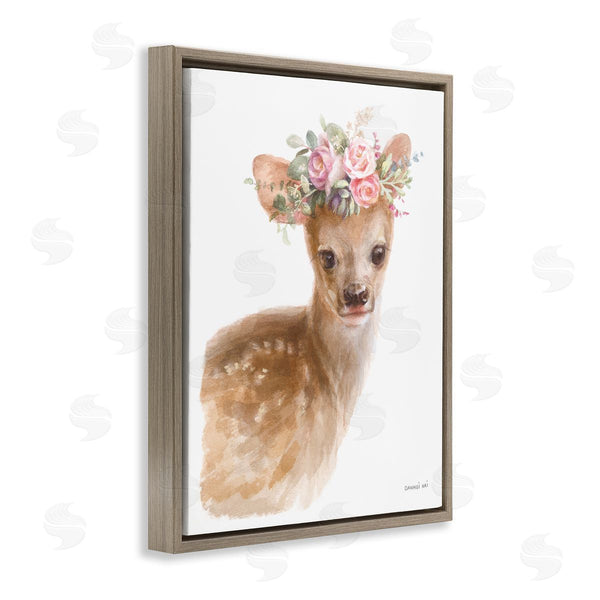 Stupell Industries Danhui Nai | Young Deer Pink Rose Floral Crown Woodland Animal Wall Art