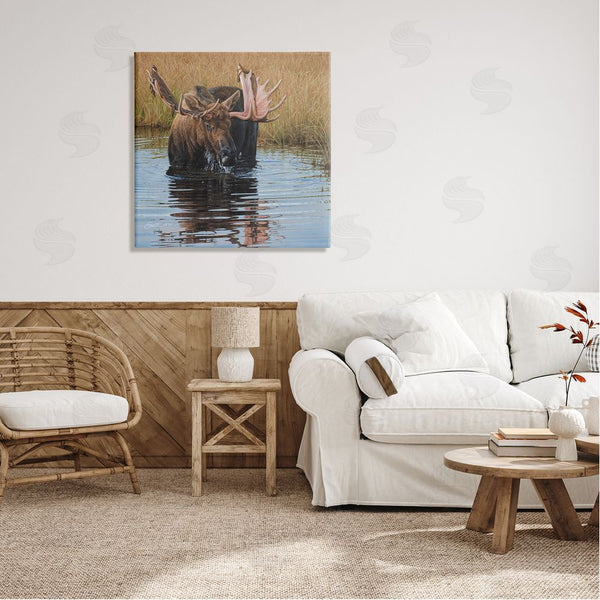 Stupell Industries Daniel Smith | Moose In Water Wildlife Scene Wall Art