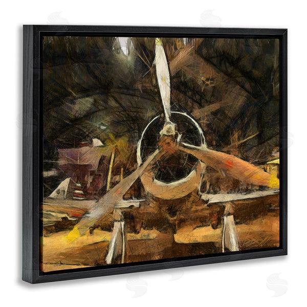 Stupell Industries Daniel Sproul | Abstract Jet Plane Propeller Aircraft Hanger Scene Wall Art
