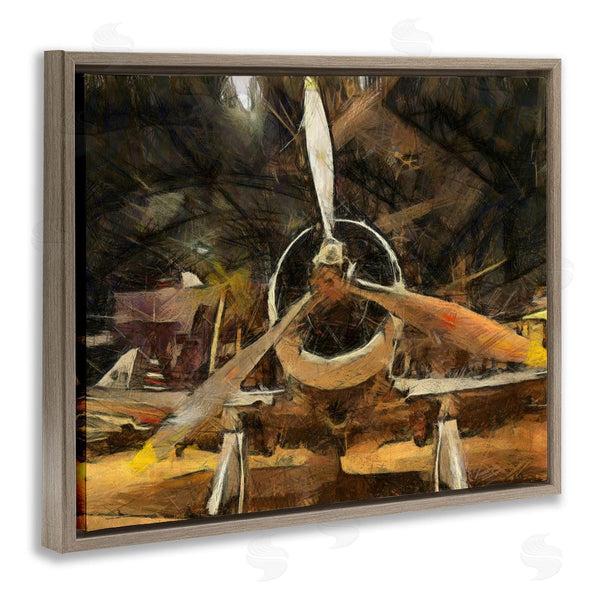 Stupell Industries Daniel Sproul | Abstract Jet Plane Propeller Aircraft Hanger Scene Wall Art