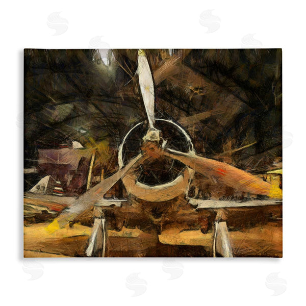 stupell industries Daniel Sproul | Abstract Jet Plane Propeller Aircraft Hanger Scene Wall Art