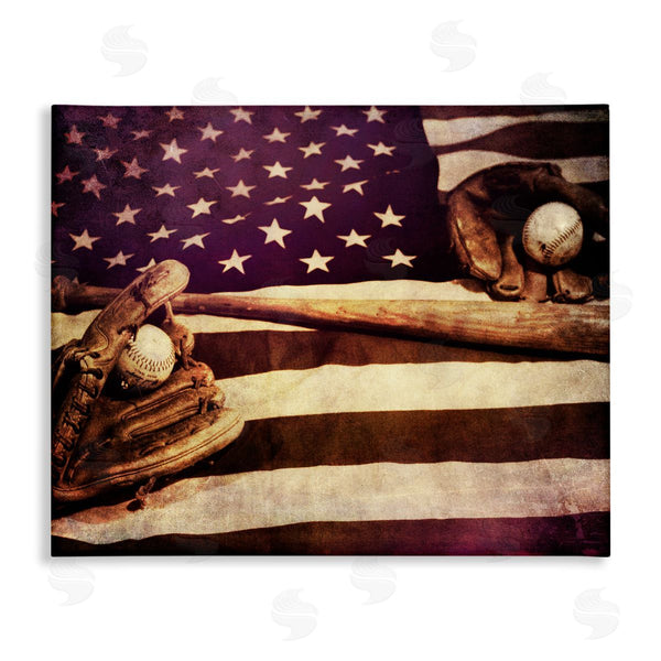stupell industries Daniel Sproul | American Flag Stripes Stars Baseball Mitt Sports Motif Wall Art