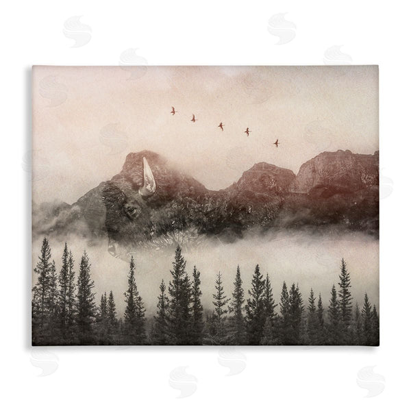 stupell industries Daniel Sproul | Foggy Weather Mountain Landscape Birds Pine Trees Wall Art