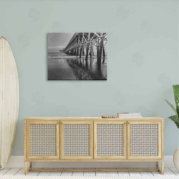 Stupell Industries Daniel Sproul | Grayscale Ocean Photography Tall Water Bridge Dock Wall Art