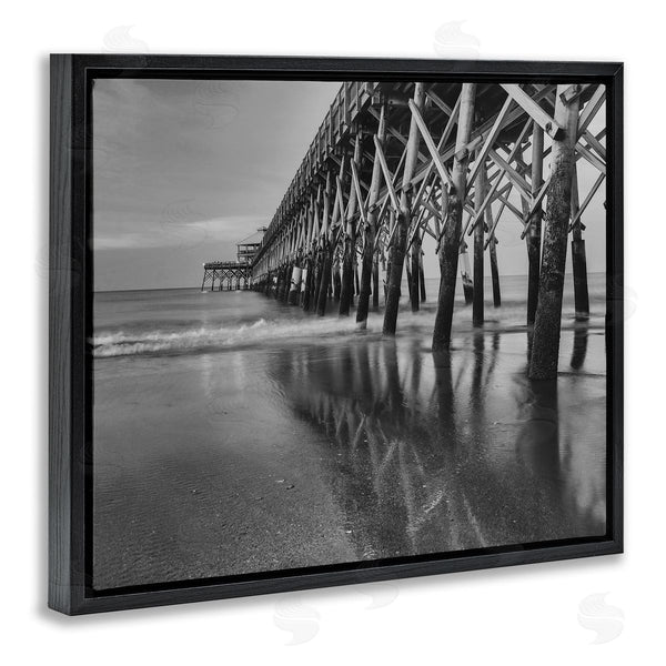 Stupell Industries Daniel Sproul | Grayscale Ocean Photography Tall Water Bridge Dock Wall Art