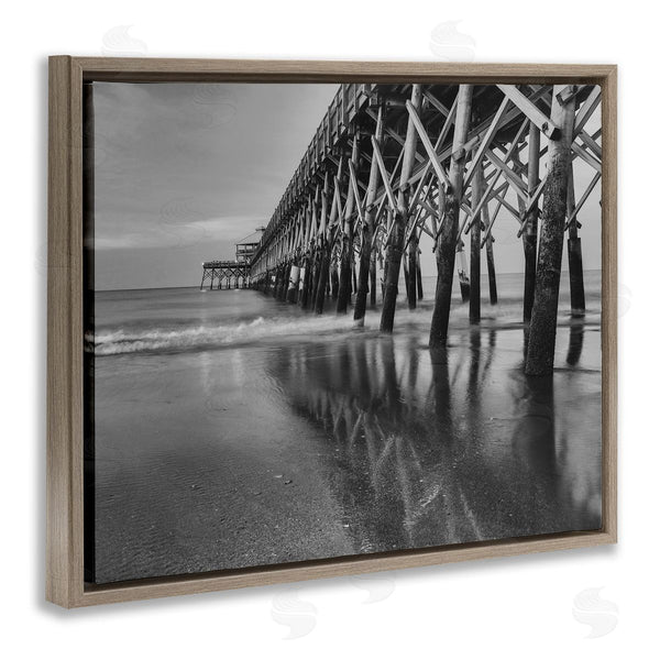 Stupell Industries Daniel Sproul | Grayscale Ocean Photography Tall Water Bridge Dock Wall Art