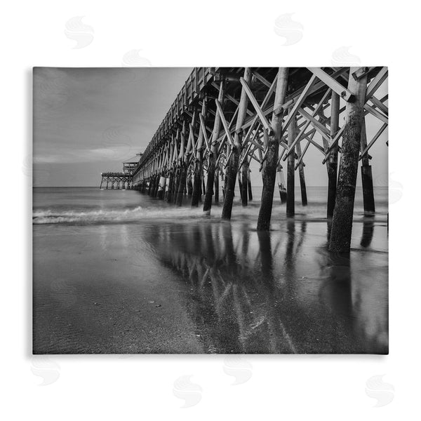 stupell industries Daniel Sproul | Grayscale Ocean Photography Tall Water Bridge Dock Wall Art