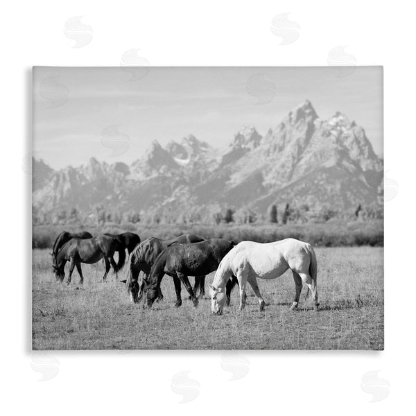 stupell industries Daniel Sproul | Horses Grazing by Mountains Wall Art