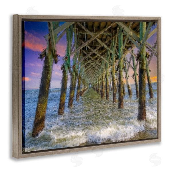 Stupell Industries Daniel Sproul | Ocean Foam Underneath Boardwalk Bridge Dock Sunset Wall Art