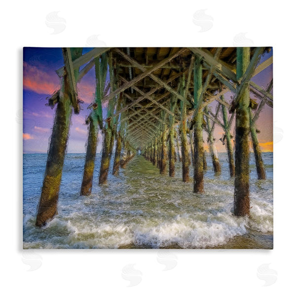 stupell industries Daniel Sproul | Ocean Foam Underneath Boardwalk Bridge Dock Sunset Wall Art