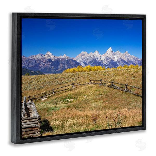 Stupell Industries Daniel Sproul | Panoramic Mountain Peaks Countryside Fence Grassland Field Wall Art
