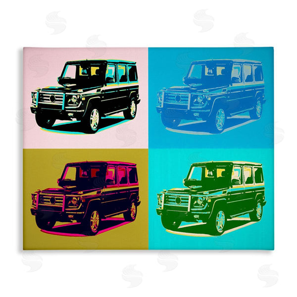 stupell industries Daniel Sproul | Retro Pop Vintage Utility Safari Truck Blue Pink Wall Art