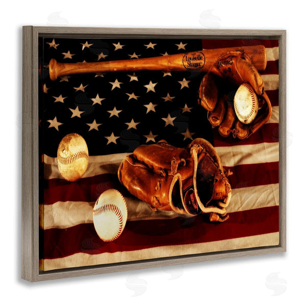 Stupell Industries Daniel Sproul | Vintage American Flag Baseball Photo