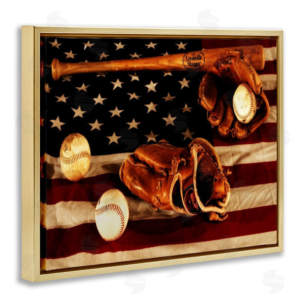 Stupell Industries Daniel Sproul | Vintage American Flag Baseball Photo