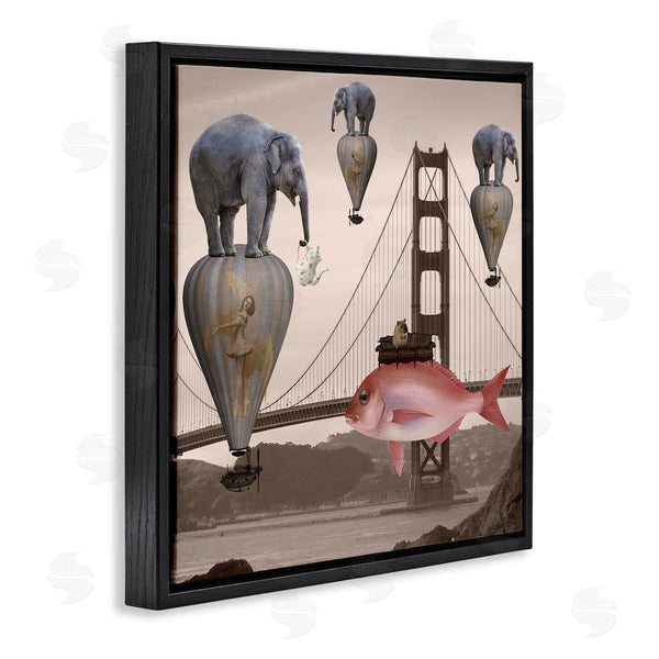Stupell Industries Daniela Nocito | Surreal Elephant Fish Balloons Golden Gate Bridge Water Wall Art