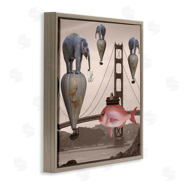 Stupell Industries Daniela Nocito | Surreal Elephant Fish Balloons Golden Gate Bridge Water Wall Art