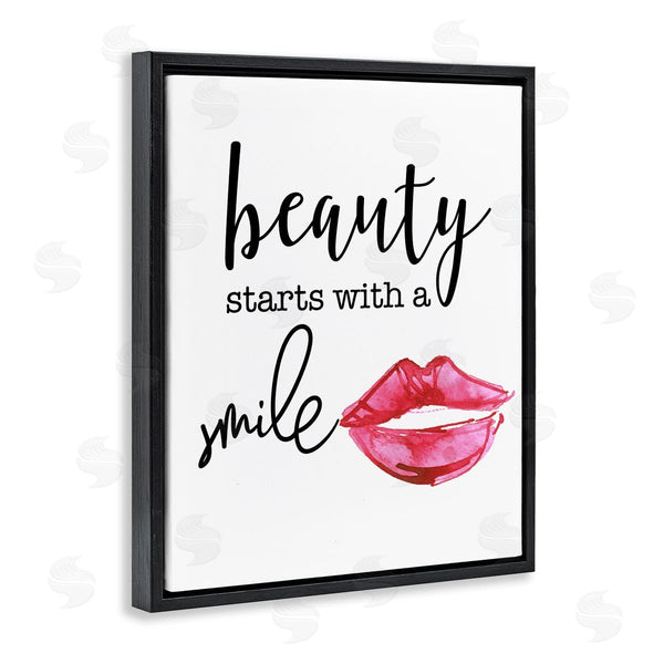 Stupell Industries Daniela Santiago | Beauty Starts With Smiling Chic Lipstick Lips Design Wall Art