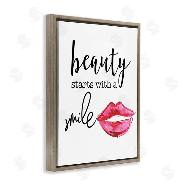 Stupell Industries Daniela Santiago | Beauty Starts With Smiling Chic Lipstick Lips Design Wall Art