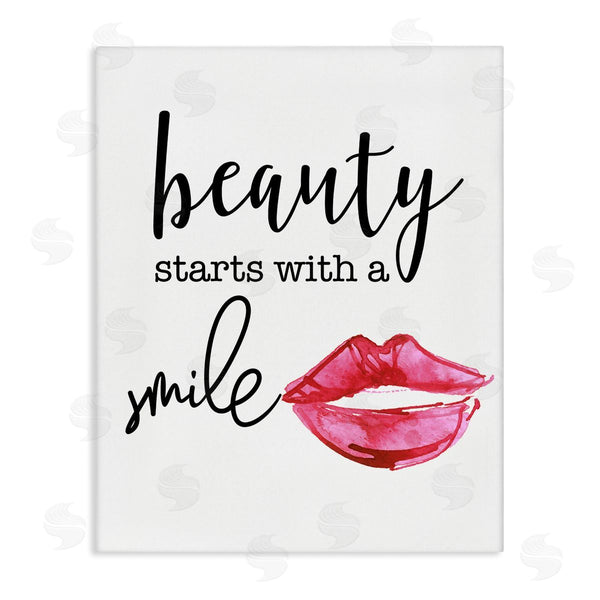 stupell industries Daniela Santiago | Beauty Starts With Smiling Chic Lipstick Lips Design Wall Art