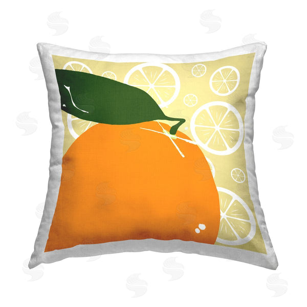 stupell industries Daniela Santiago | Bright Orange Fruit Printed Throw Pillow